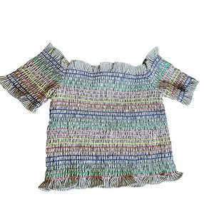 Over the Shoulder Women’s Storia Cute Striped Rainbow Crop Top